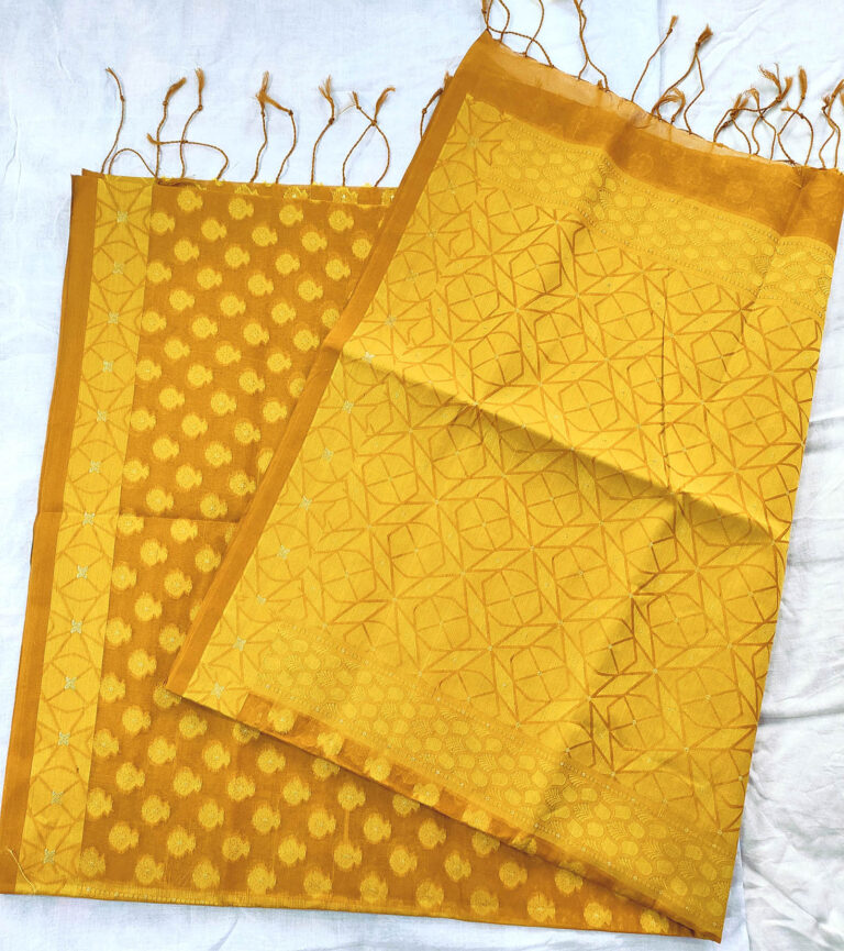 Tangail Suti Saree (Dark Yellow)